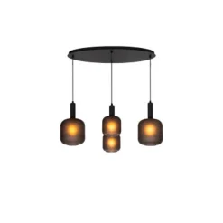Lucide ELOISE Hanglamp-Zwart-4xE27-40W-Glas