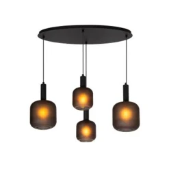 Lucide ELOISE Hanglamp-Zwart-4xE27-40W-Glas