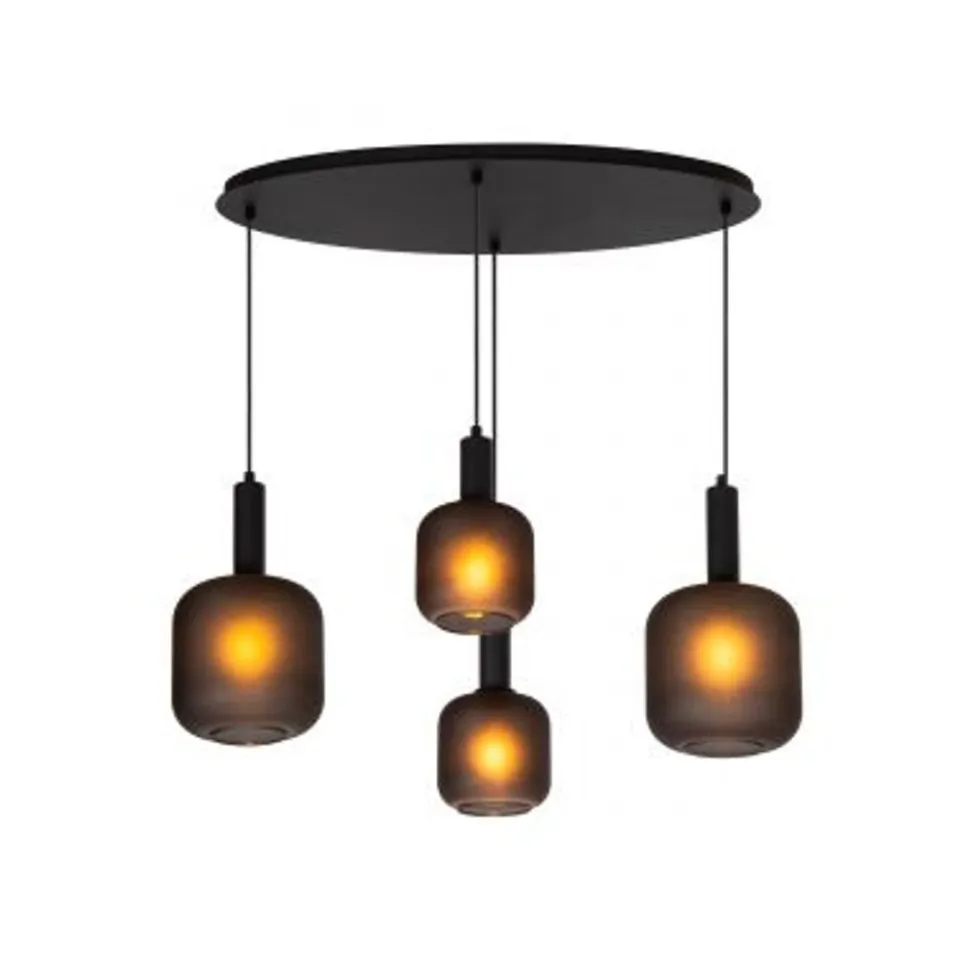 Lucide ELOISE Hanglamp-Zwart-4xE27-40W-Glas