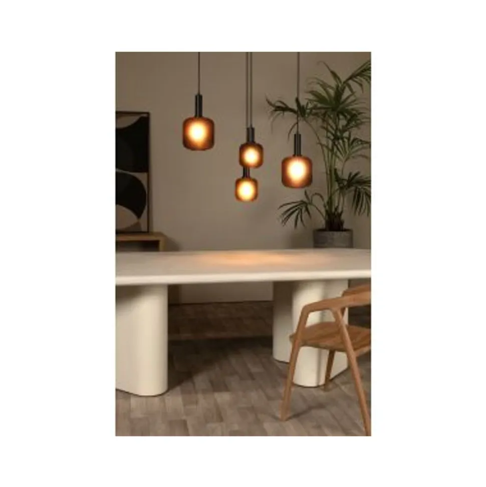 Lucide ELOISE Hanglamp-Zwart-4xE27-40W-Glas