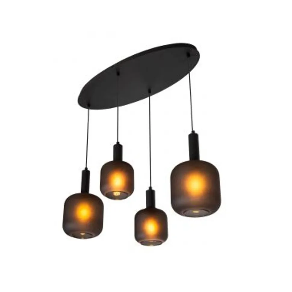 Lucide ELOISE Hanglamp-Zwart-4xE27-40W-Glas