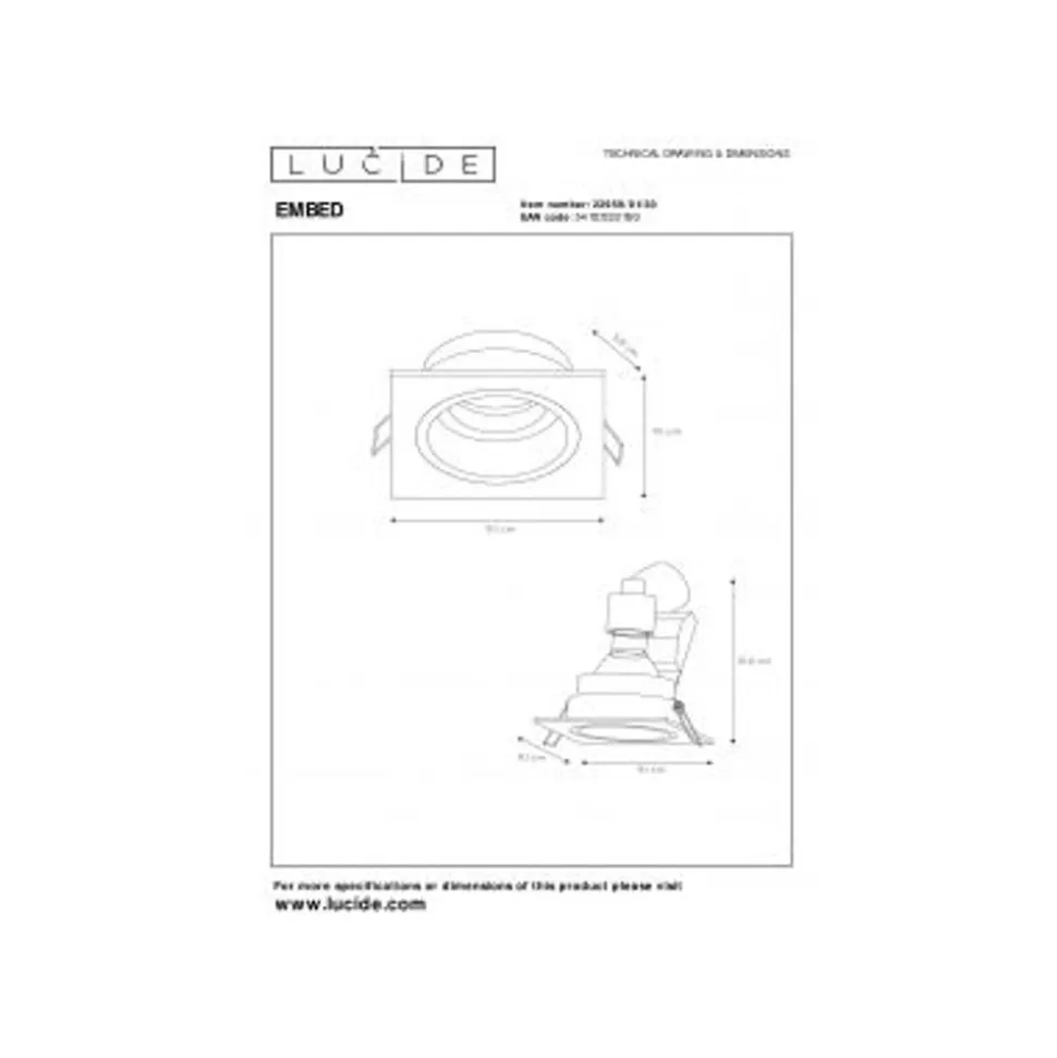 Lucide EMBED - Inbouwspot - 1xGU10 - Zwart Lucide
