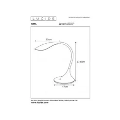 Lucide EMIL - Bureaulamp - Ø 17 cm - LED Dimb. - 1x6W 3000K - Wit Lucide