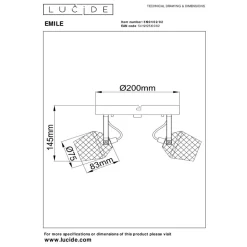 Lucide EMILE - Plafondspot - Ø 20 cm - 2xGU10 - Mat Goud / Messing