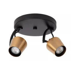 Lucide EMILE - Plafondspot - Ø 20 cm - 2xGU10 - Mat Goud / Messing