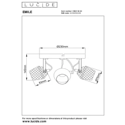 Lucide EMILE - Plafondspot - Ø 23 cm - 3xGU10 - Mat Goud / Messing