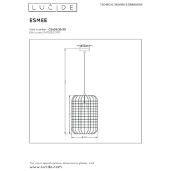 Lucide ESMEE - Hanglamp - Ø 26 cm - 1xE27 - Zwart Lucide