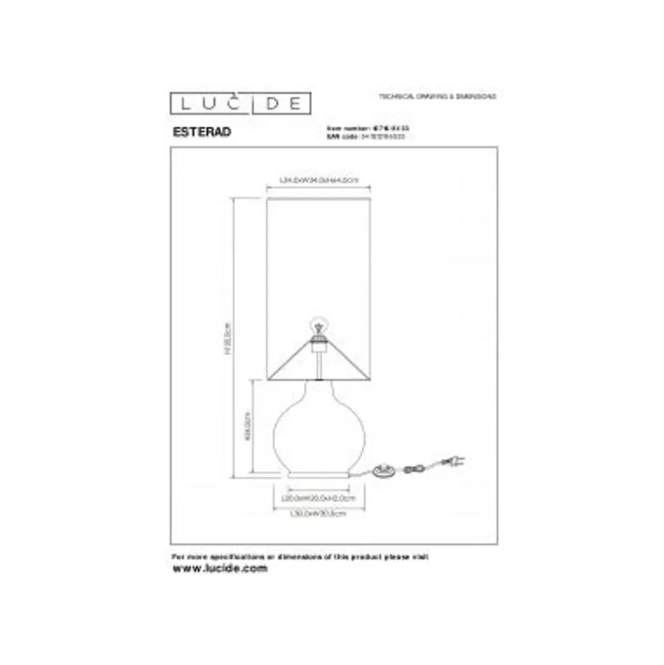 Lucide ESTERAD Vloerlamp-Groen-Ø34-1xE27-60W-Glas