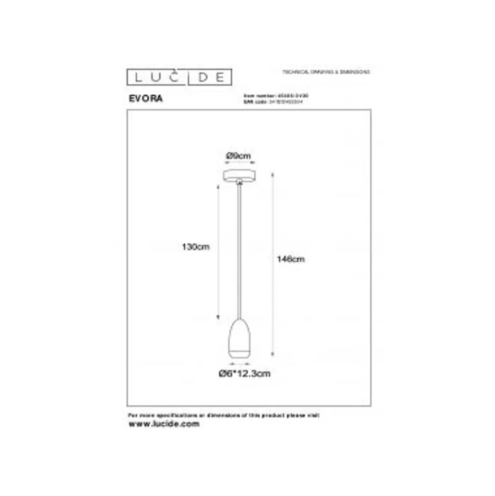 Lucide EVORA Hanglamp-Zwart-Ø10-1xGU10-35W-Metaal