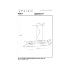 Lucide FABIAN - Hanglamp - 6xE27 - Zwart