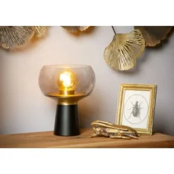 Lucide FARRIS Tafellamp-Zwart-1xE27-25W-Glas