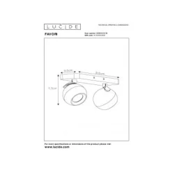 Lucide FAVORI - Plafondspot - 2xGU10 - Zwart
