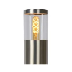 Lucide FEDOR - Sokkellamp Buiten - 1xE27 - IP44 - Mat chroom