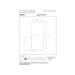 Lucide FEDOR - Wandlamp Buiten - 1xE27 - IP44 - Zwart