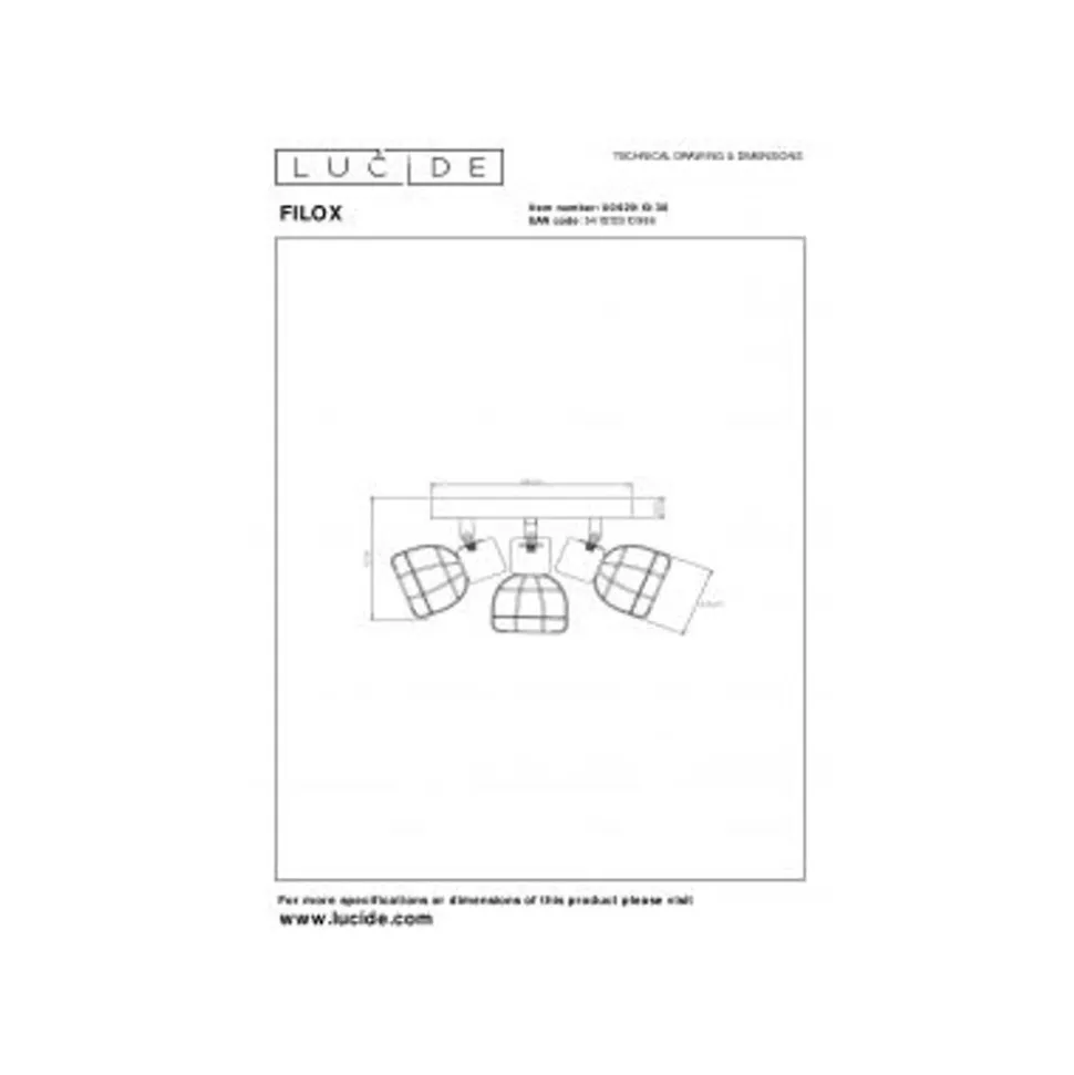 Lucide FILOX Plafondspot-Zwart-Ø25-3xE14-40W-Metaal