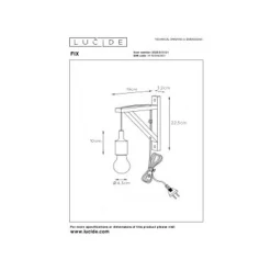 Lucide FIX WALL - Wandlamp - 1xE27 - Wit Lucide