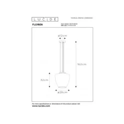Lucide FLORIEN - Hanglamp - Ø 28 cm - 1xE27 - Amber
