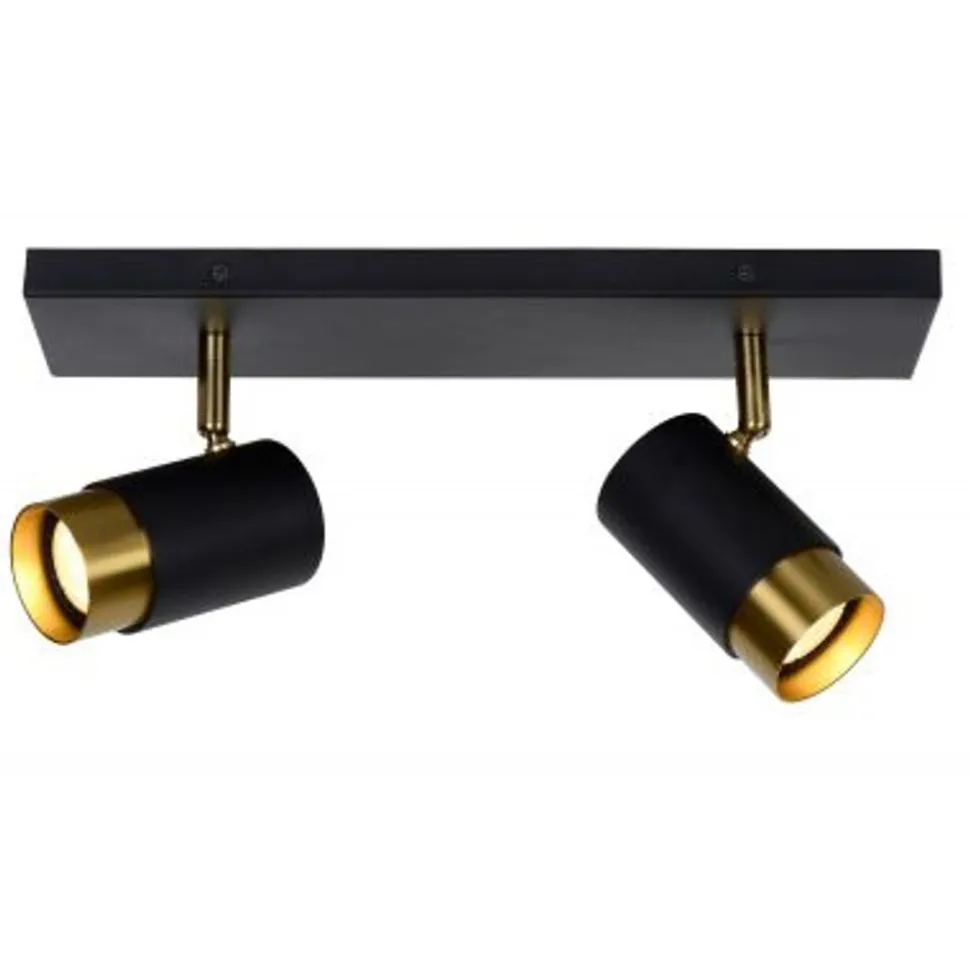 Lucide FLORIS - Plafondspot - Ø 10 cm - 2xGU10 - Zwart