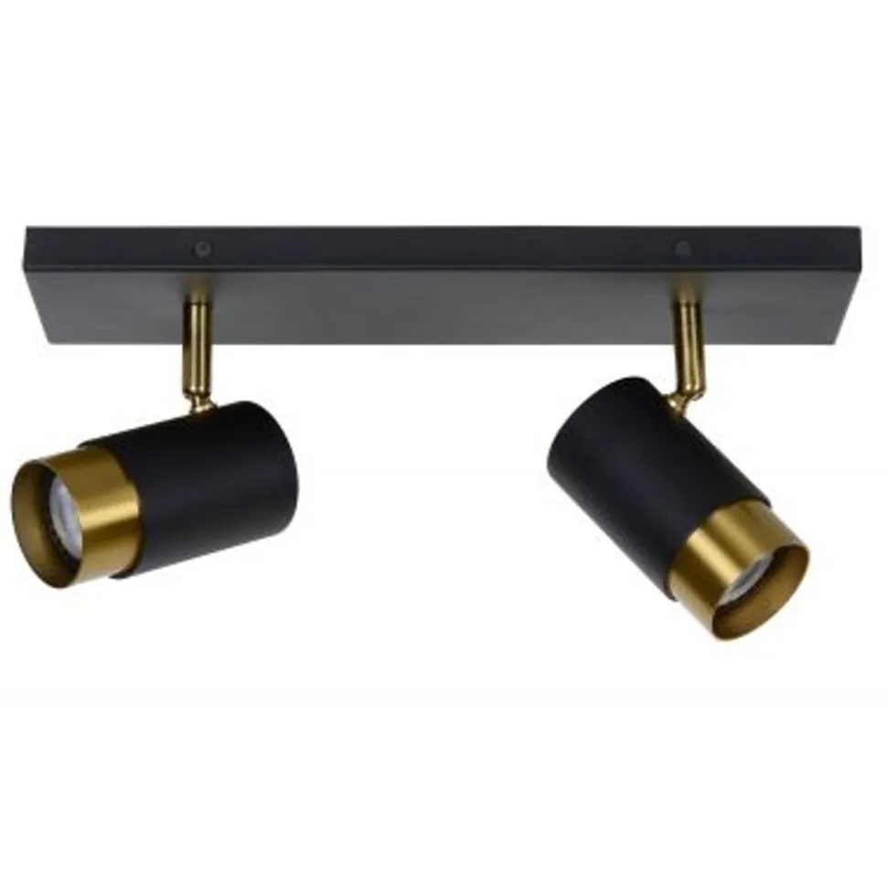 Lucide FLORIS - Plafondspot - Ø 10 cm - 2xGU10 - Zwart