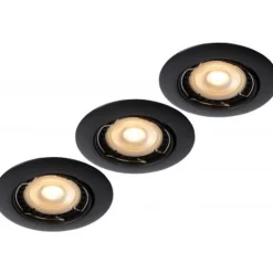 Lucide FOCUS - Inbouwspot - Ø 8,1 cm - LED Dimb. - GU10 - 3x5W 3000K - Zwart - Set van 3 Lucide