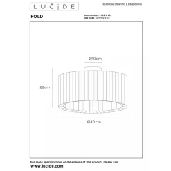 Lucide FOLD Plafonnière-Wit-Ø40-1xE27-40W-Stof