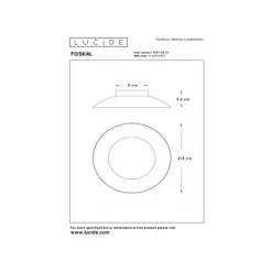 Lucide FOSKAL - Plafonnière - Ø 21,5 cm - LED - 1x6W 2700K - Wit