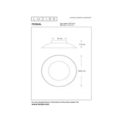 Lucide FOSKAL - Plafonnière - Ø 34,5 cm - LED - 1x12W 2700K - Wit