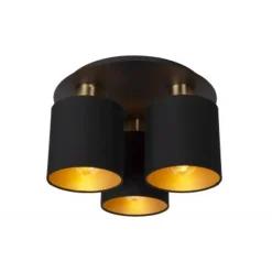 Lucide FUDRAL Plafonnière-Zwart-Ø37-3xE27-10W-Katoen