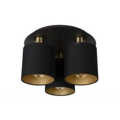 Lucide FUDRAL Plafonnière-Zwart-Ø37-3xE27-10W-Katoen