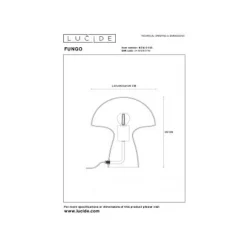 Lucide FUNGO Tafellamp-Fumé-1xE27-60W-Glas
