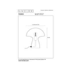 Lucide FUNGO Tafellamp-Opaal-1xE27-60W-Glas