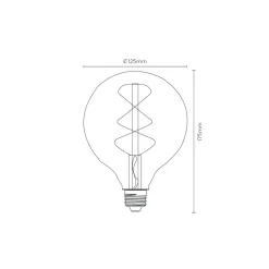 Lucide G125 - Filament lamp - Ø 12,5 cm - LED Dimb. - E27 - 1x5W 2200K - 3 StepDim - Fumé Lucide