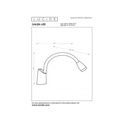 Lucide GALEN-LED - Bedlamp - LED - 1x3W 3000K - Wit Lucide