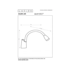Lucide GALEN-LED - Bedlamp - LED - 1x3W 3000K - Zwart Lucide