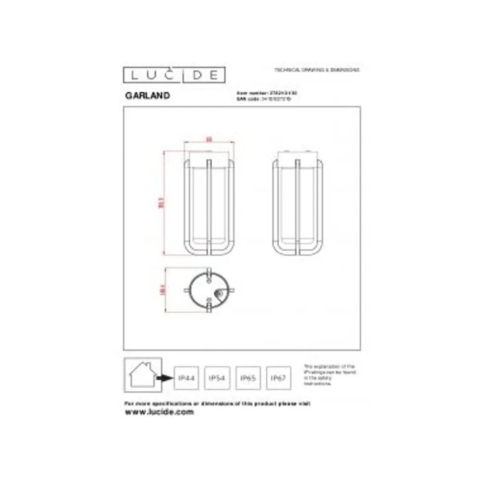 Lucide GARLAND Plafonnière Buiten-Zwart-Ø15,1-1xE27-20W