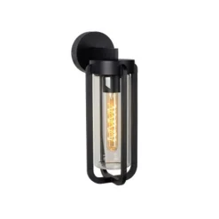 Lucide GARLAND Wandlamp Buiten-Zwart-1xE27-20W-IP44-Glas