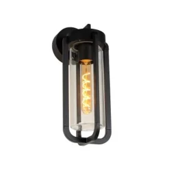 Lucide GARLAND Wandlamp Buiten-Zwart-1xE27-20W-IP44-Glas