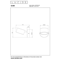 Lucide GIAN - Wandlamp - LED Dimb. - Zwart