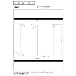 Lucide GIAN Vloerlamp-Zwart-LED Dimb.-8W-2700K-12V-Metaal