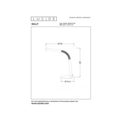 Lucide GILLY Bureaulamp-Zwart-LED Dimb.-3W-2700K-Metaal