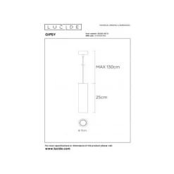 Lucide GIPSY - Hanglamp - Ø 7 cm - 1xGU10 - Wit
