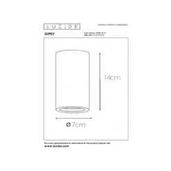 Lucide GIPSY - Plafondspot - Ø 7 cm - 1xGU10 - Wit