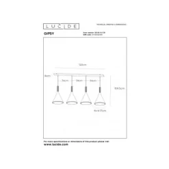 Lucide GIPSY Hanglamp 4x E27 Zwart Beton