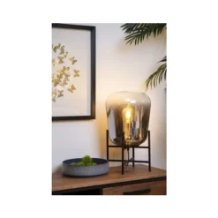 Lucide GLORIO Tafellamp-Zwart-Ø32-1xE27-60W-Glas