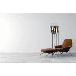 Lucide GLORIO Vloerlamp-Zwart-Ø45-1xE27-60W-Glas