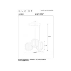 Lucide GOSSE - Hanglamp - 3xE27 - Wit