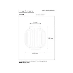 Lucide GOSSE - Plafonnière - Ø 19 cm - 1xE27 - Wit