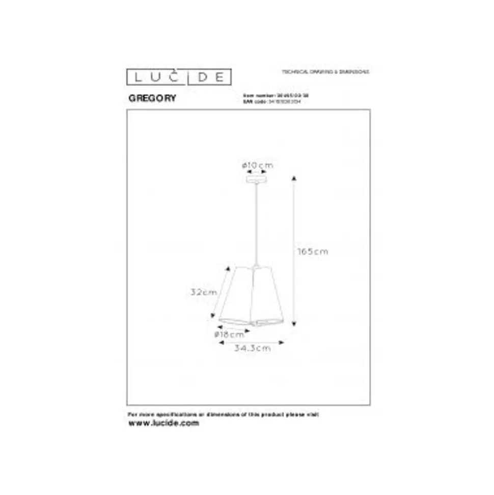 Lucide GREGORY Hanglamp-Beige-Ø34,3-3xE27-60W-Staal