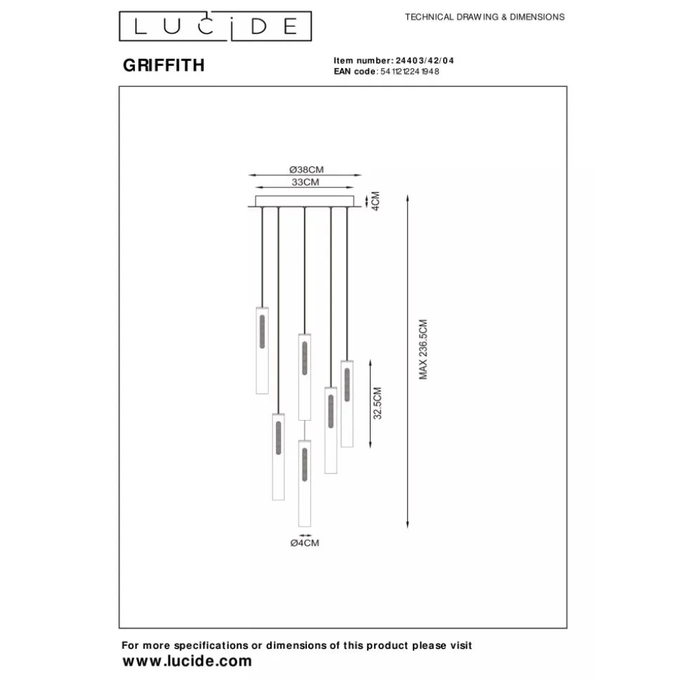 Lucide GRIFFITH Hanglamp-Antiek.-Ø38-LED DTW-43W