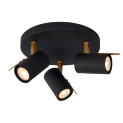 Lucide GRONY - Plafondspot - LED Dim to warm - GU10 - 3x5W 2200K/3000K - Zwart